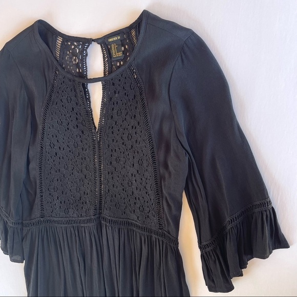 Forever 21 Black Lace Front and Back Panel  3/4 Flutter Sleeve - Picture 13 of 15